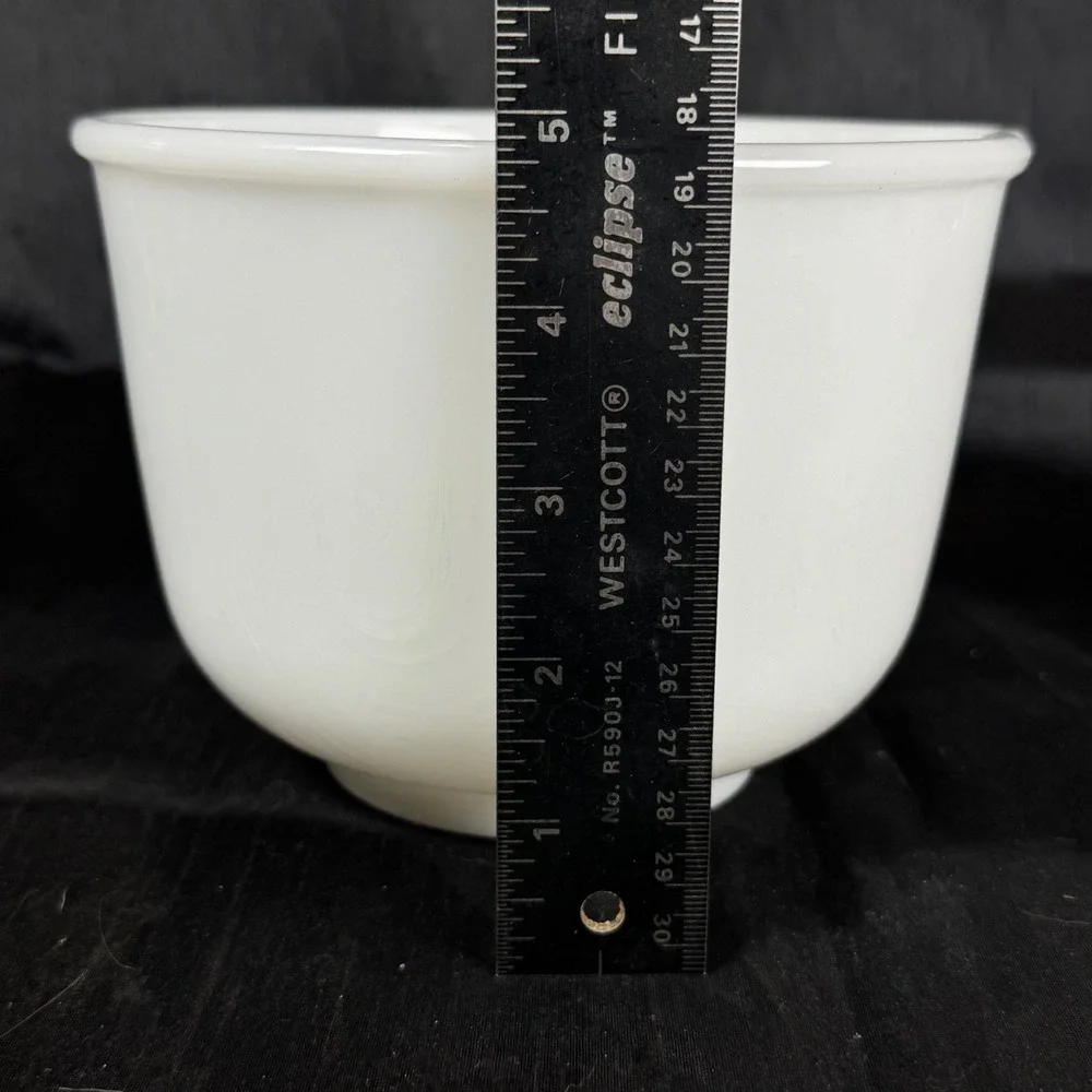 Vintage Glasbake Sunbeam Mixing Bowl White Milk Glass w Pour Spout Made in USA